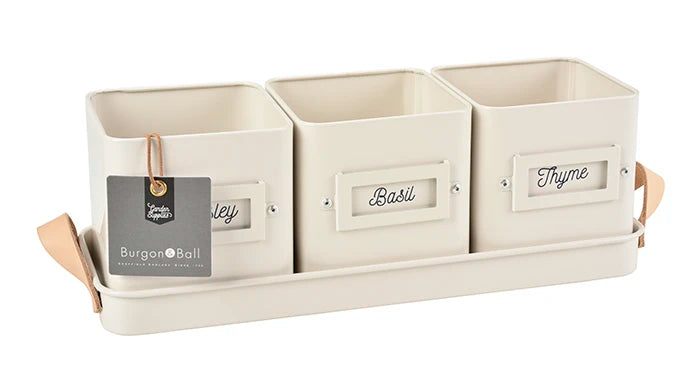 Herb Pots Leather Handled Tray