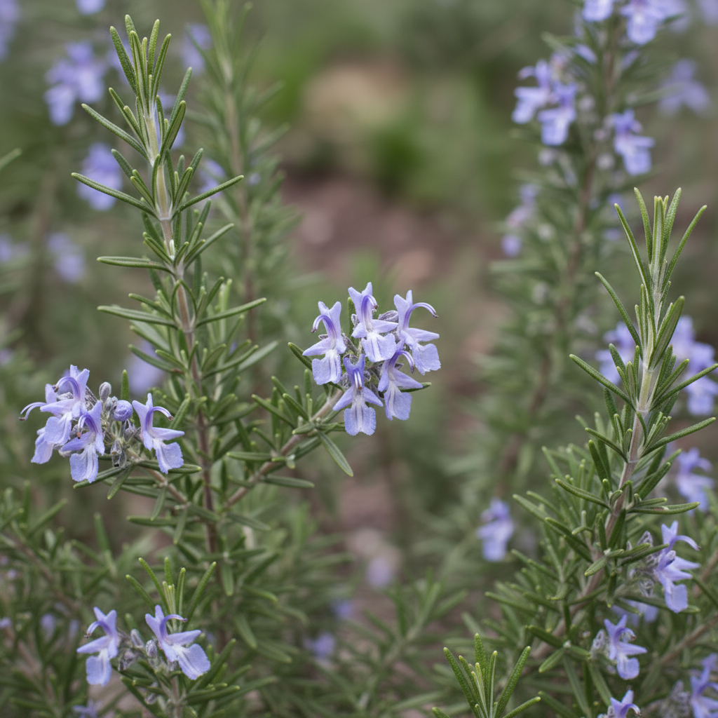 rosemary tuscan blue in flower close up